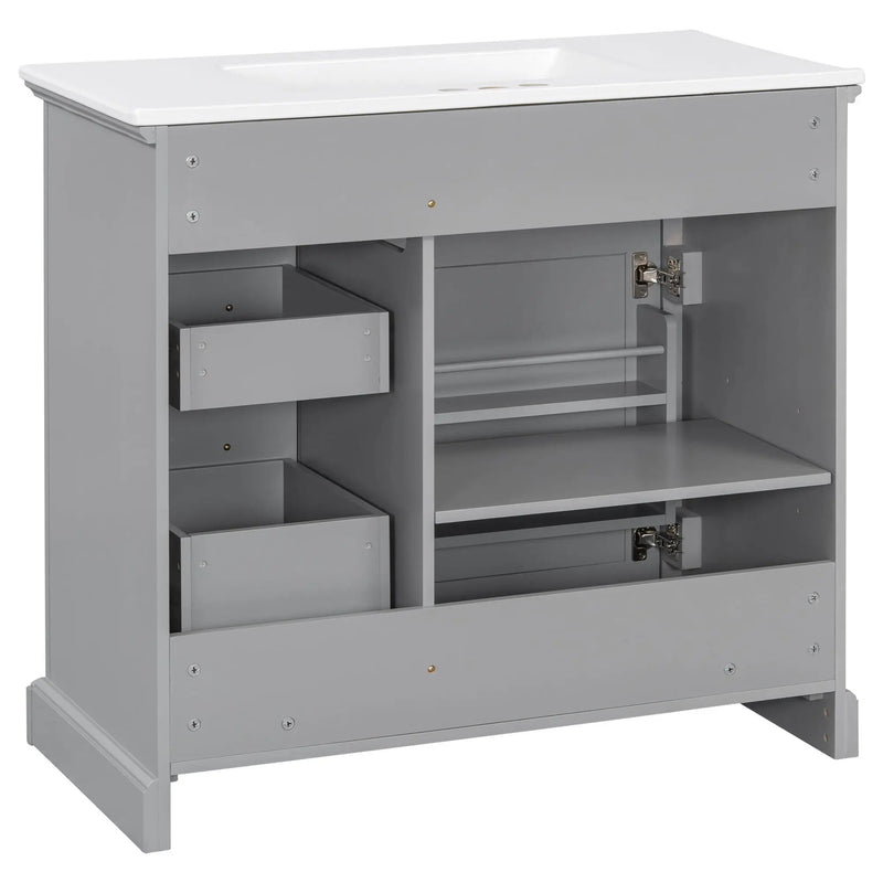 36" Bathroom Vanity With Sink, 2 Tip-Out Drawers, Soft Close Hinges by HouseOfZazla