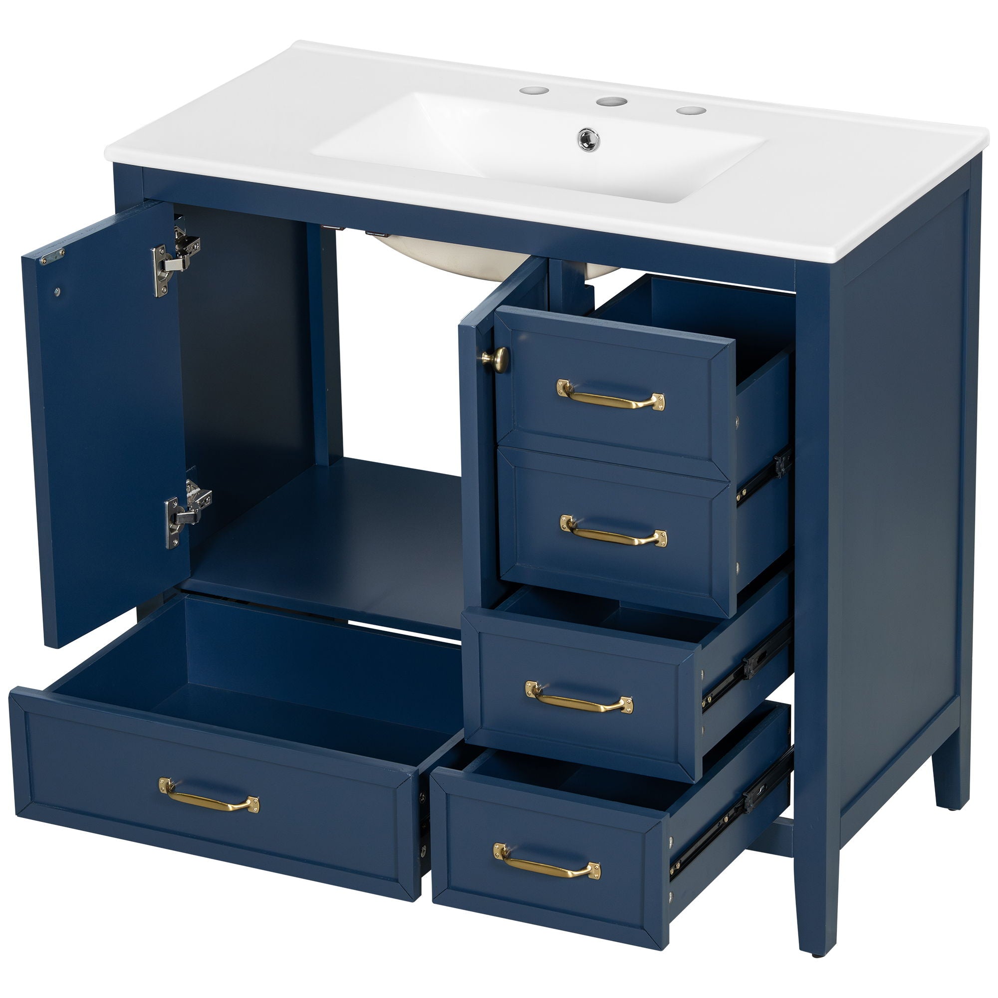 Elegant Vintage Bathroom Vanity With Sink and Soft Closing Drawers by HouseOfZazla