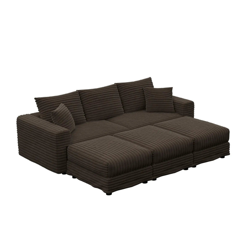 Deep Seat Convertible Sofa With Soft Pillows And Ottomans by HouseOfZazla