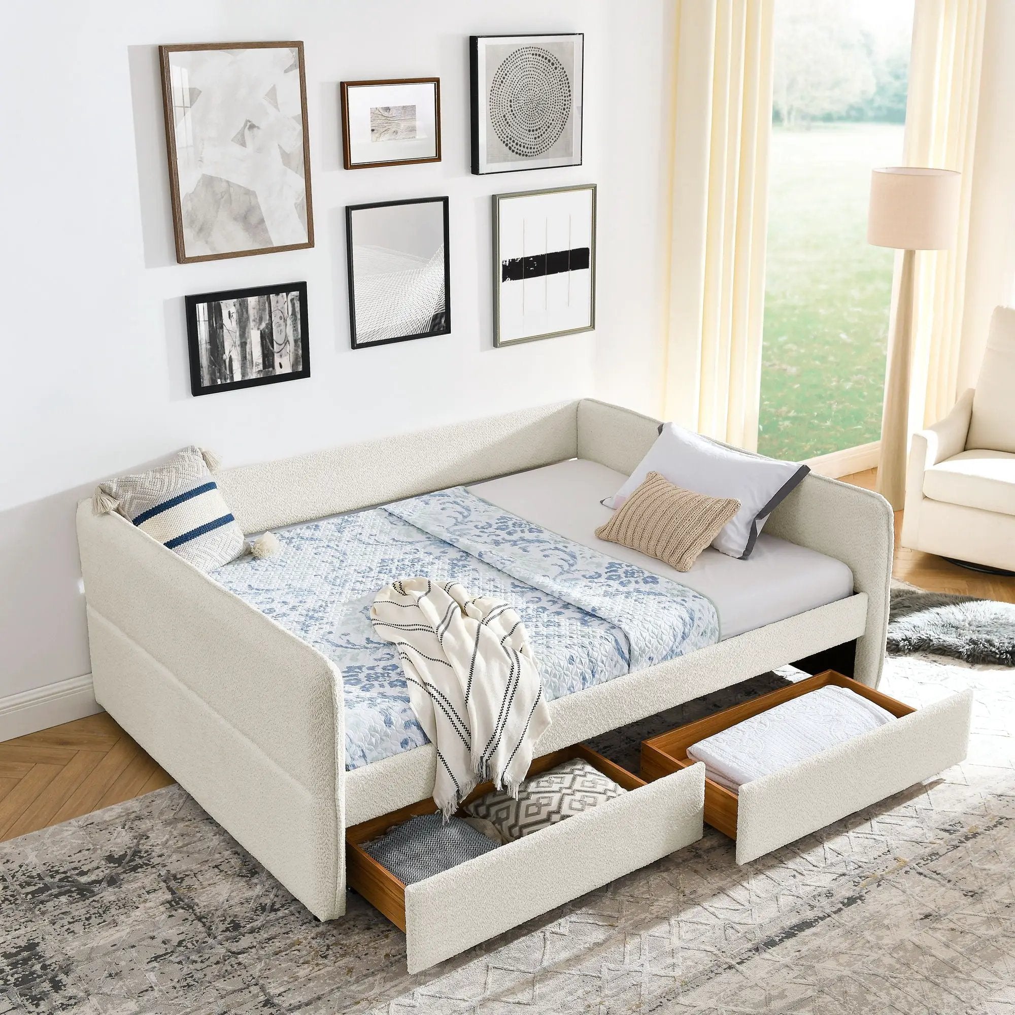 Upholstered Daybed & 2 Drawers by Unique Piece Furniture