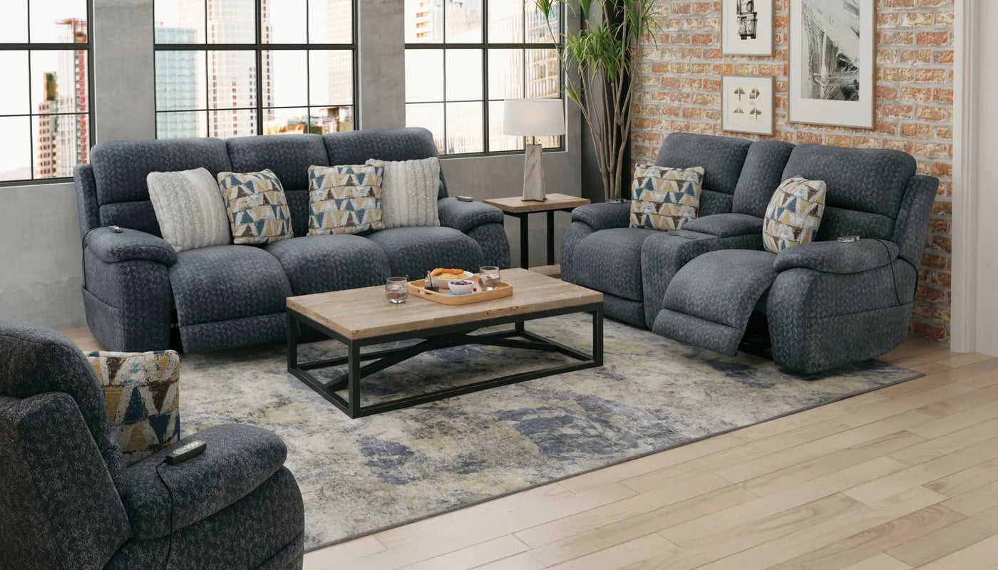 Joya - Power Headrest Power Lay Flat Reclining Console Loveseat With CR3 Heat/Massage/Lumbar/ZG by Unique Piece Furniture