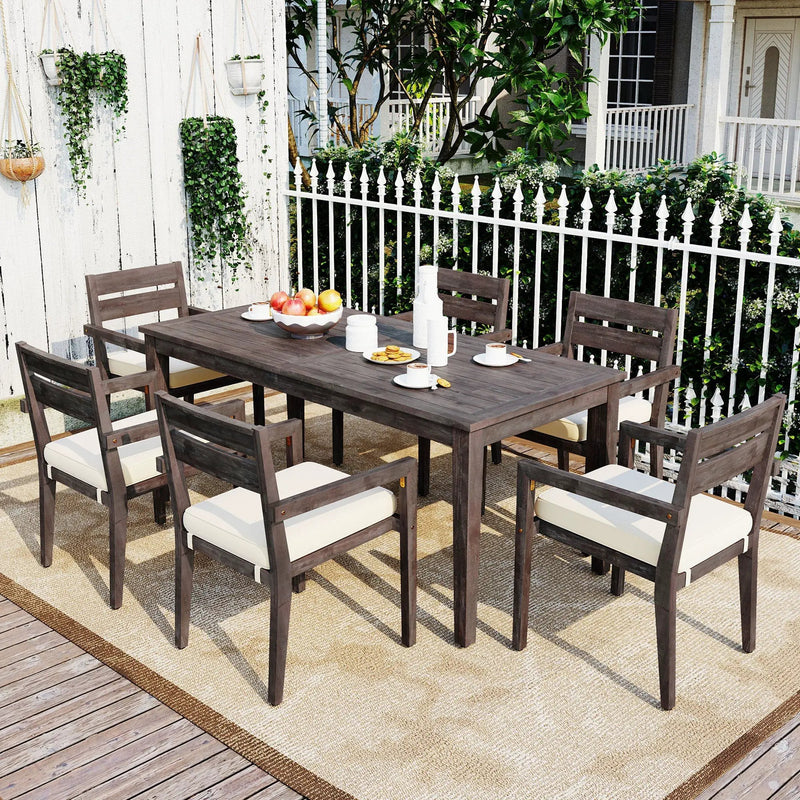 U_Style 7 Pieces Acacia Wood Outdoor Dining Set with Cushions by HouseOfZazla