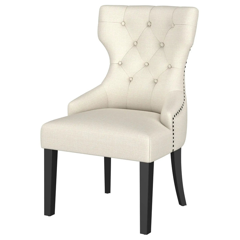 Baney Fabric Upholstered Dining Side Chair Cream and Black by Unique Piece Furniture