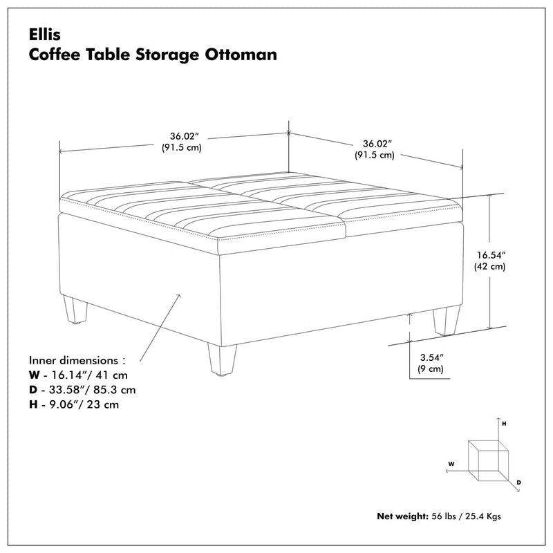 Ellis - Upholstered Coffee Table Storage Ottoman by Unique Piece Furniture