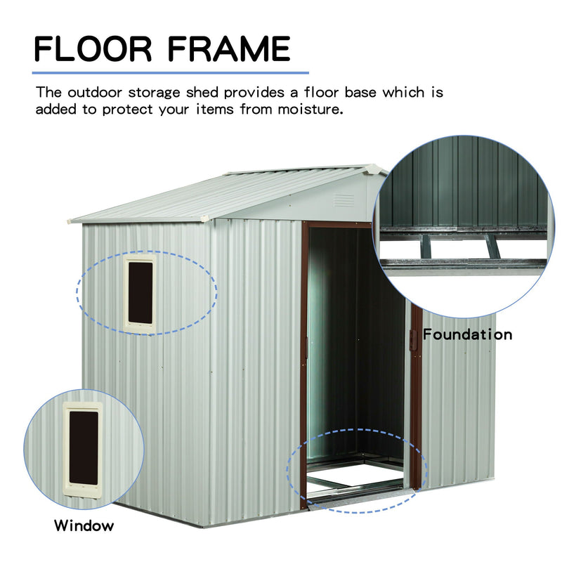 88.98" Outdoor Metal Storage Shed With Window by HouseOfZazla