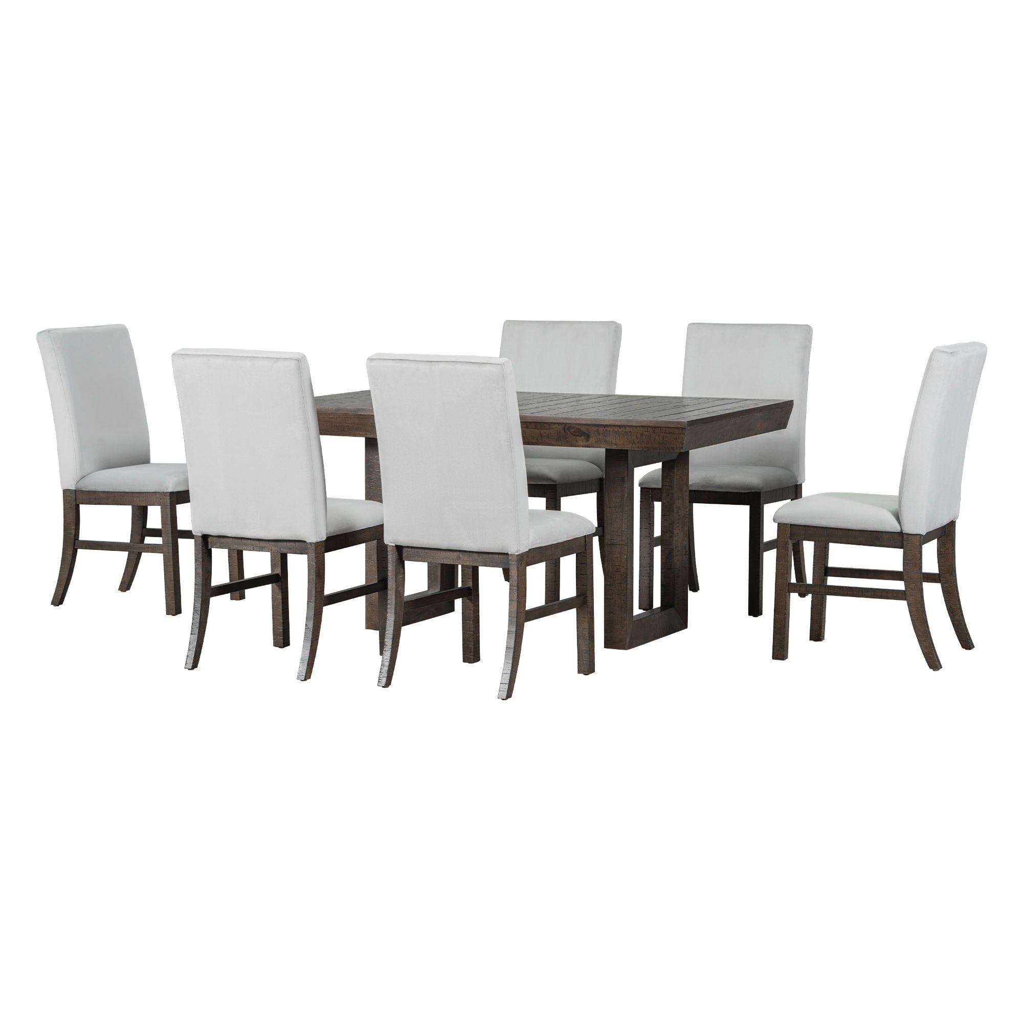 Topmax - 7 Piece Traditional Extendable Dining Table Set With Butterfly Leaf And 6 Upholstered Dining Table Set by HouseOfZazla