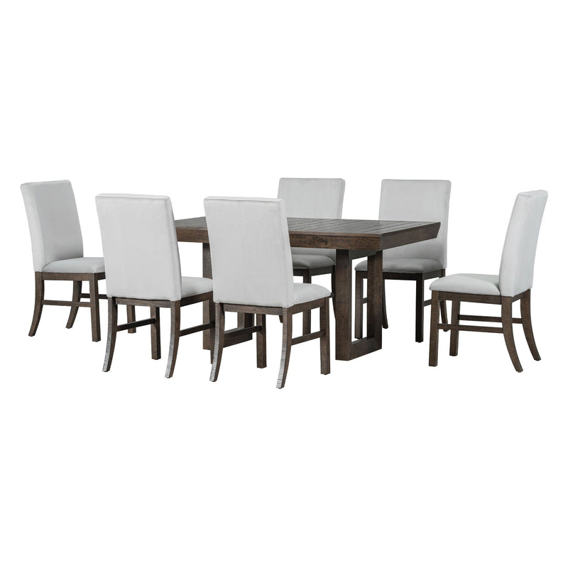 Topmax - 7 Piece Traditional Extendable Dining Table Set With Butterfly Leaf And 6 Upholstered Dining Table Set by HouseOfZazla