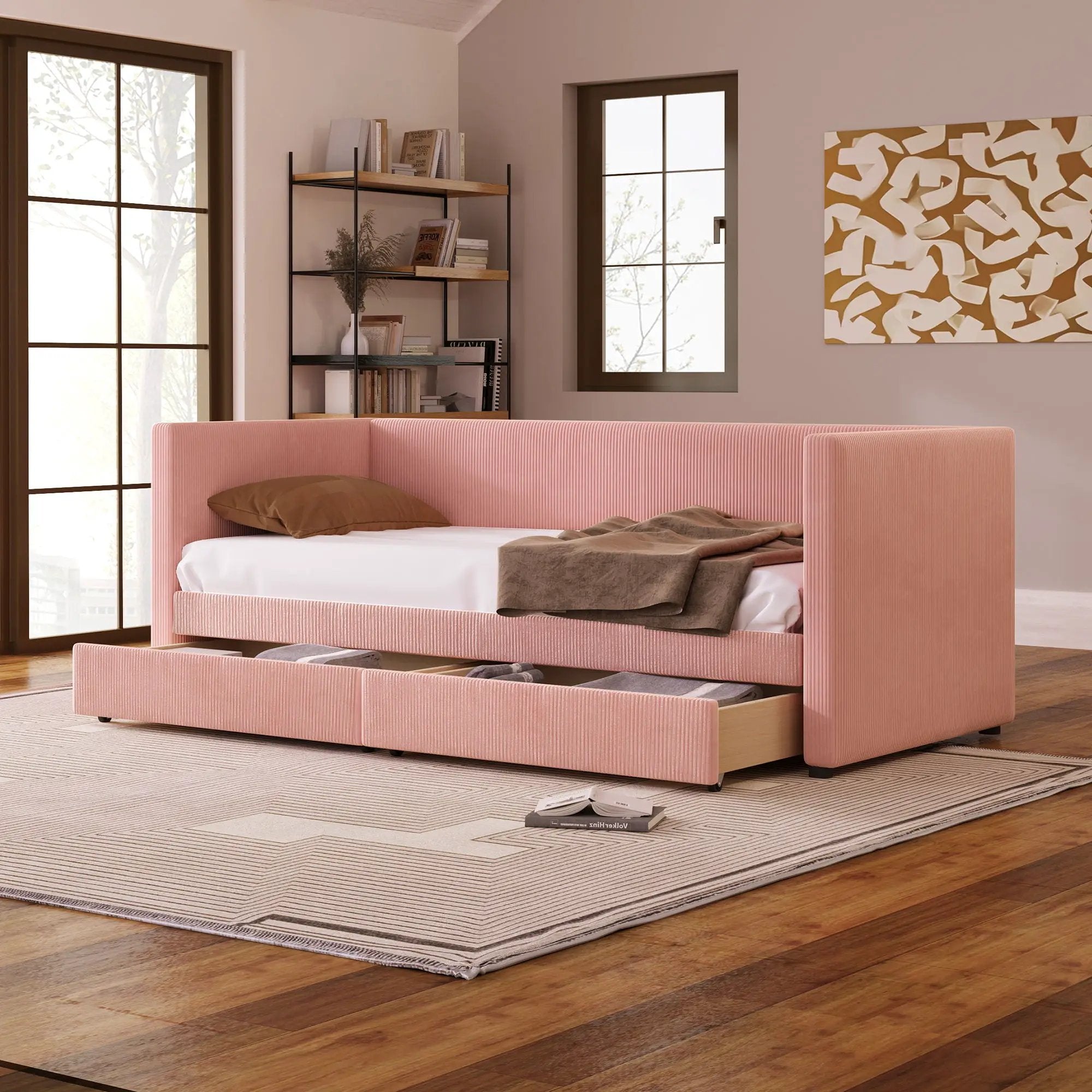 Daybed With Two Drawers And Wood Slat by Unique Piece Furniture