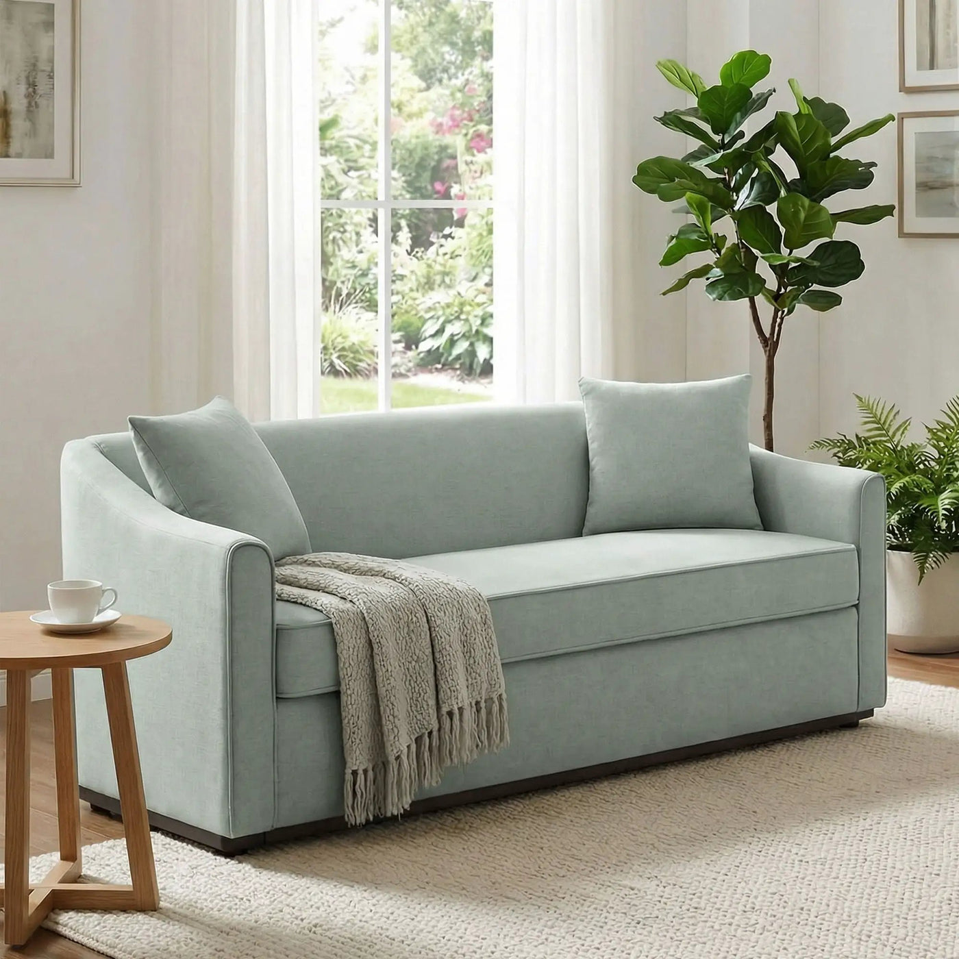 3 Seater Sofa With Wrap Around Armrests And Throw Pillows by HouseOfZazla
