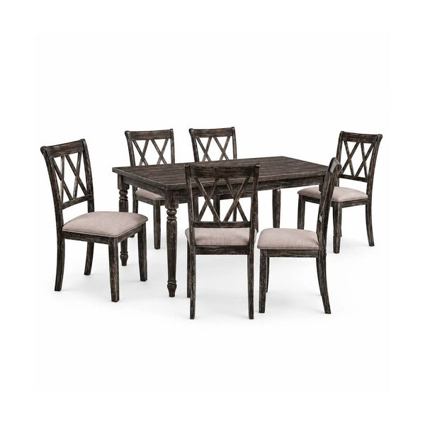 Claudia II - Weathered 7 Pieces Dining Room Set - Gray