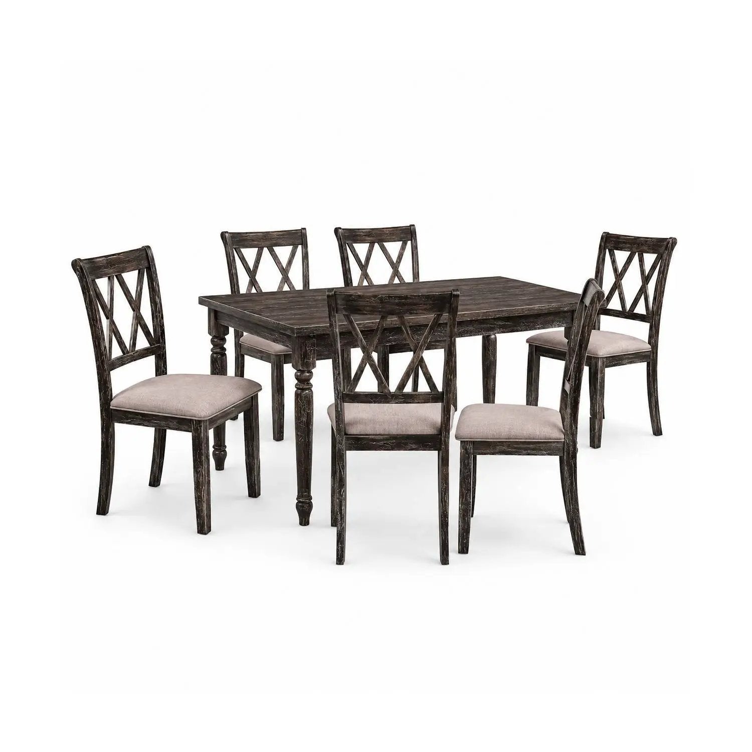 Claudia II - Weathered 7 Pieces Dining Room Set - Gray by Unique Piece Furniture