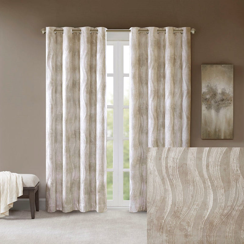 Printed Jacquard Grommet Top Total Blackout Curtain Panel by HouseOfZazla
