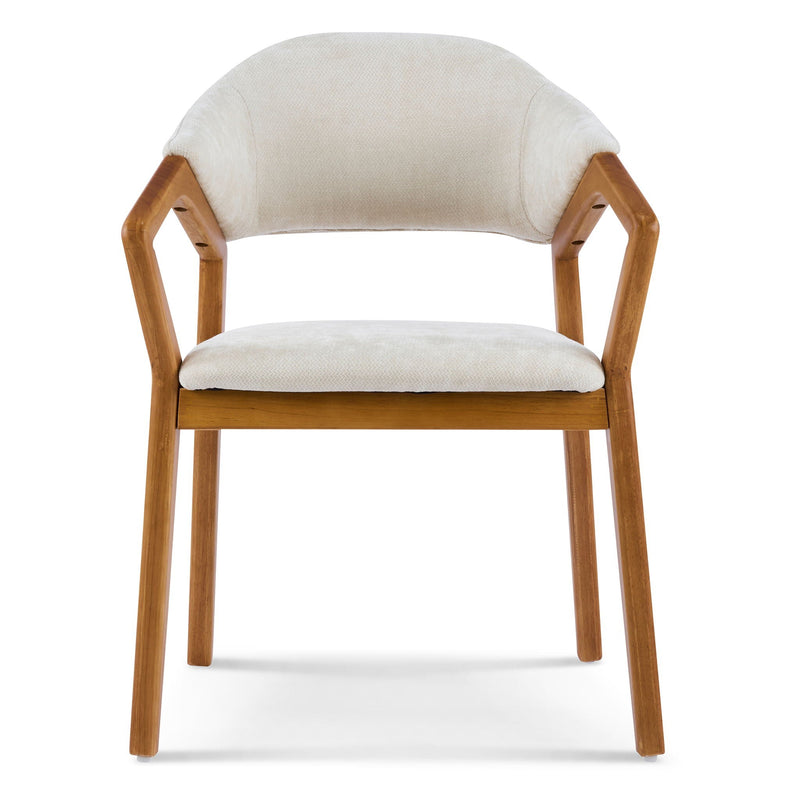 Indoor Upholstered Dining Armchair (Set of 2) - Beige / Teak by HouseOfZazla