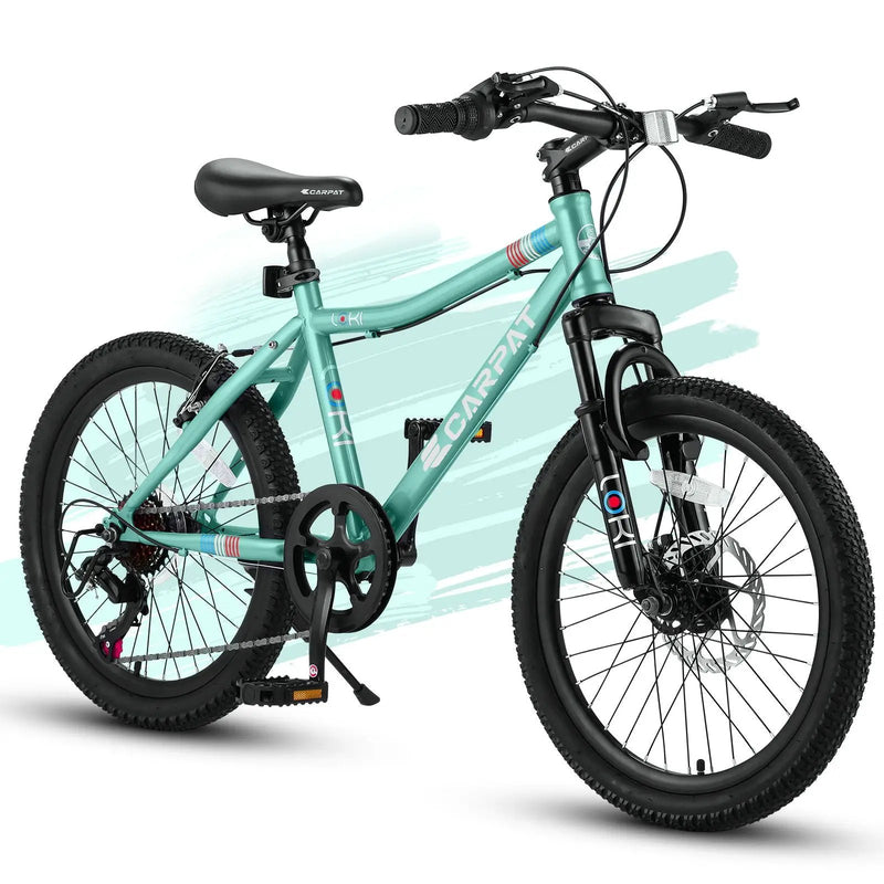 S20101 20" Kids' Bike, Boys Girls Mountain Bike Ages 8-12, 7 Speed Teenager Children Kids' Bicycles, Front Suspension Disc Brake Rear V-Brake, High Steel Frame by HouseOfZazla
