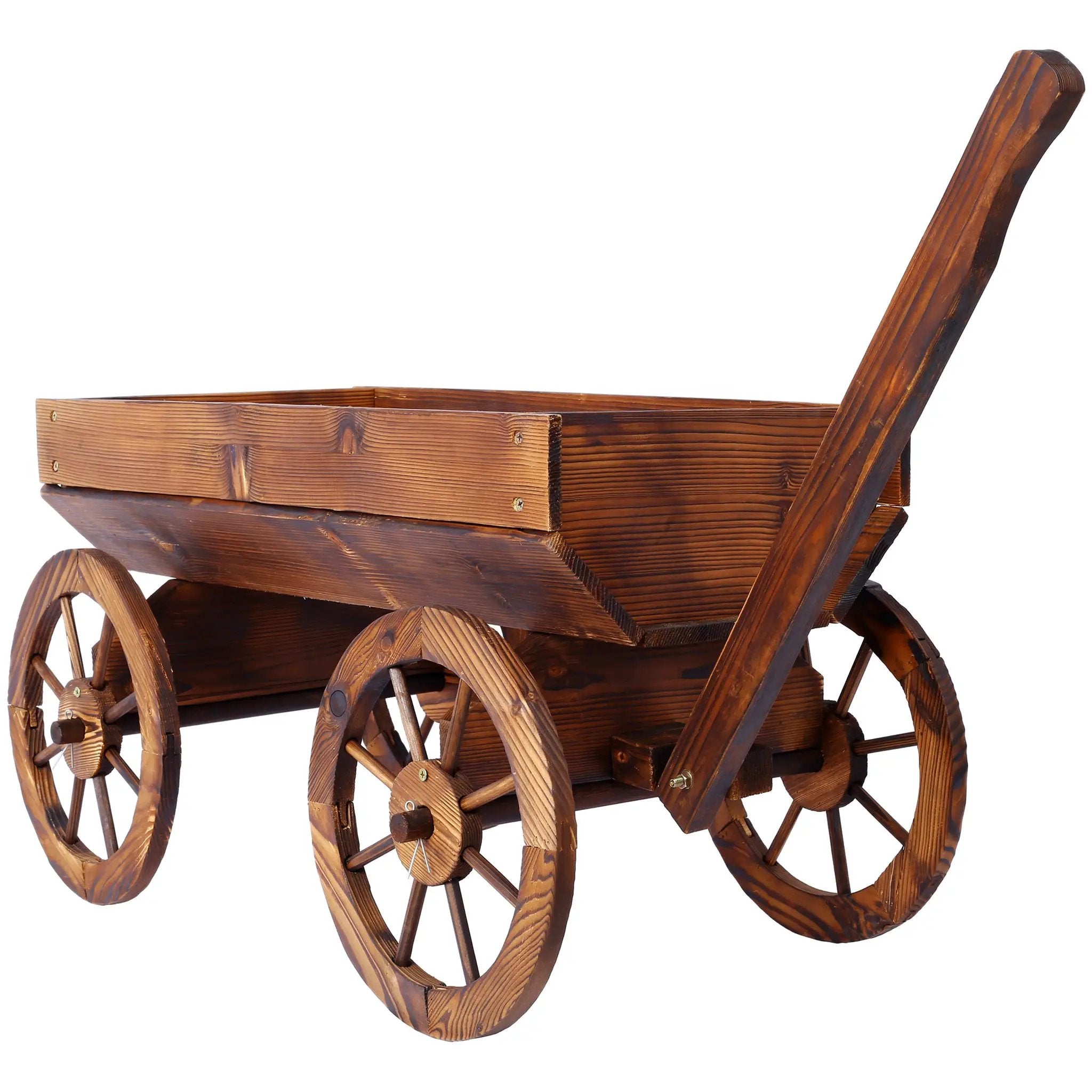 Wood Wagon Flower Planter Pot Stand With Wheels by HouseOfZazla