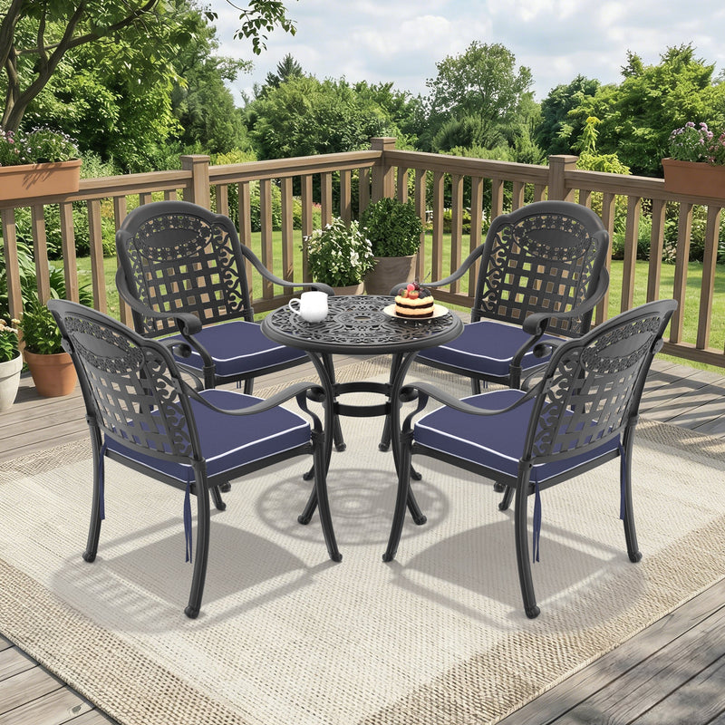 5-Piece Cast Aluminum Patio Furniture Set with Cushions by HouseOfZazla