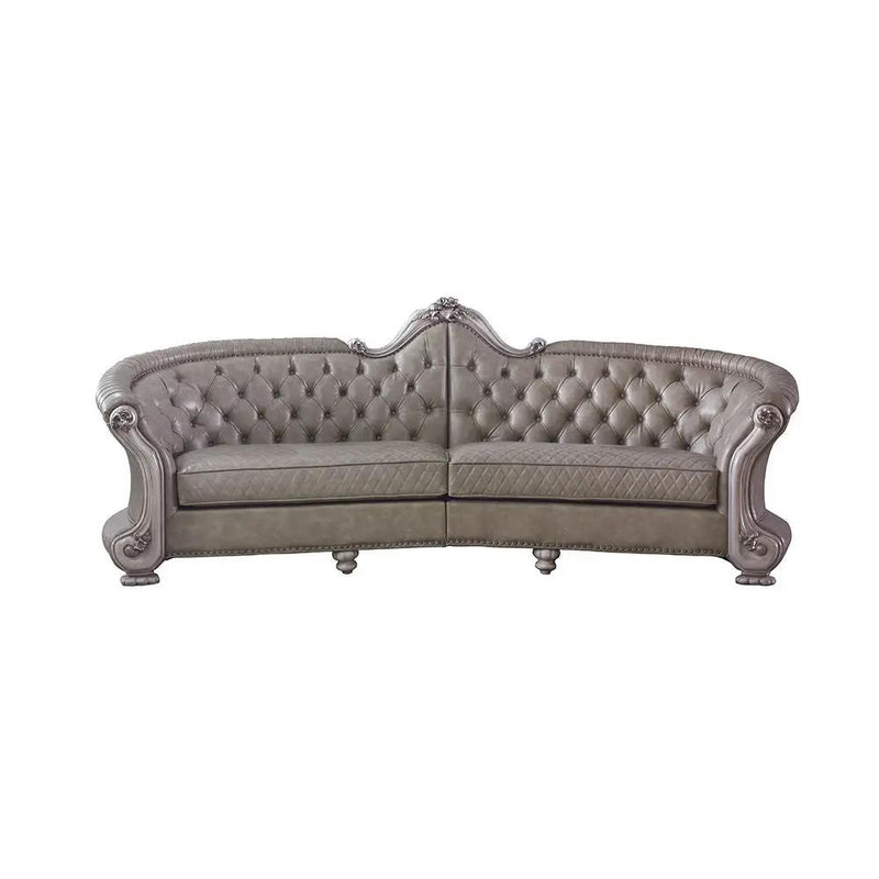 Dresden - 43" Sofa With 5 Pillows - Synthetic Leather & Vintage Bone White by Unique Piece Furniture
