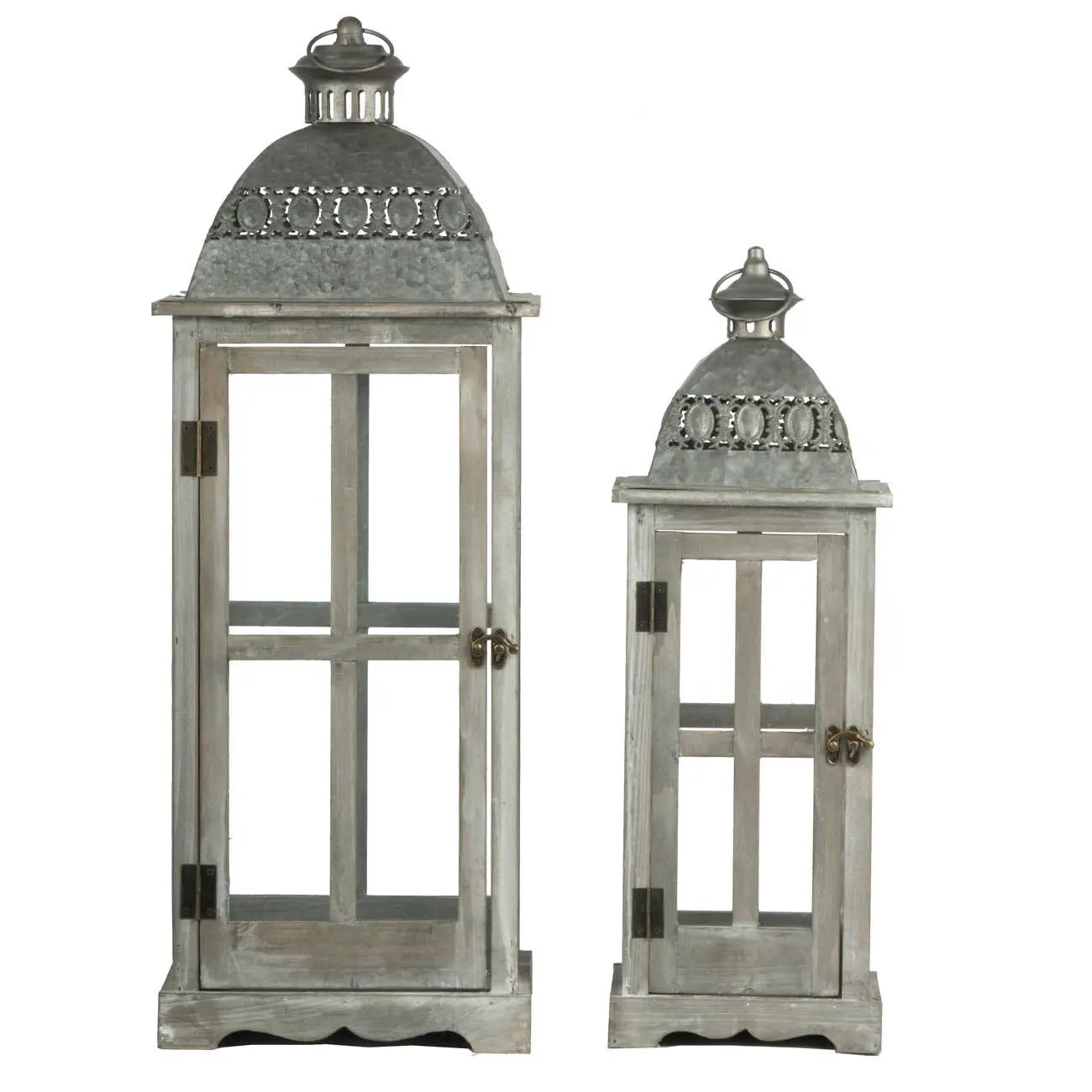 Wooden Candle Lantern Decorative, Hurricane Lantern Holder Decor For Indoor Outdoor, Home Garden Wedding - Gray by Unique Piece Furniture