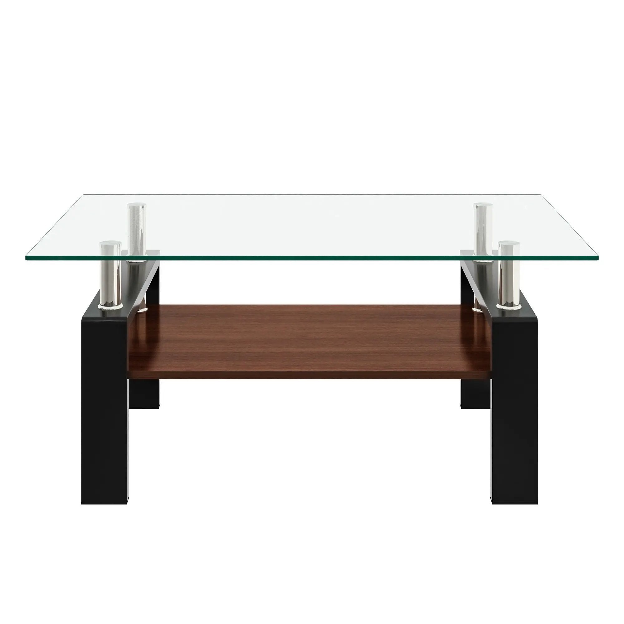 Modern Rectangular Coffee Table With Tempered Glass Top Layer, Table For Living Room - Transparent by Unique Piece Furniture