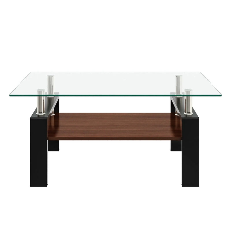 Modern Rectangular Coffee Table With Tempered Glass Top Layer, Table For Living Room - Transparent by HouseOfZazla