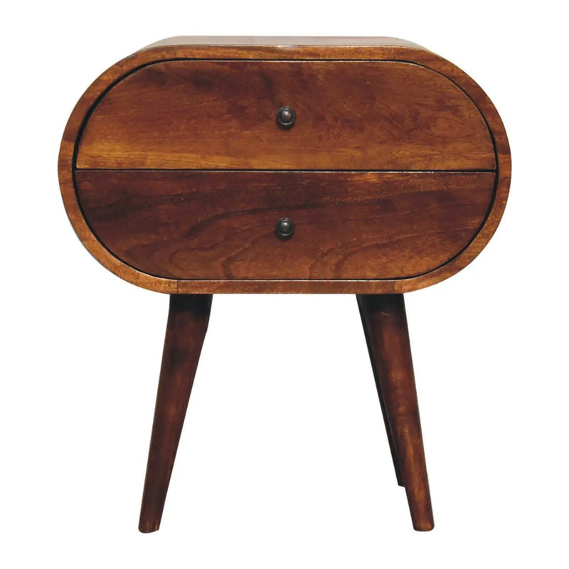 Large Chestnut Circular Bedside by Unique Piece Furniture