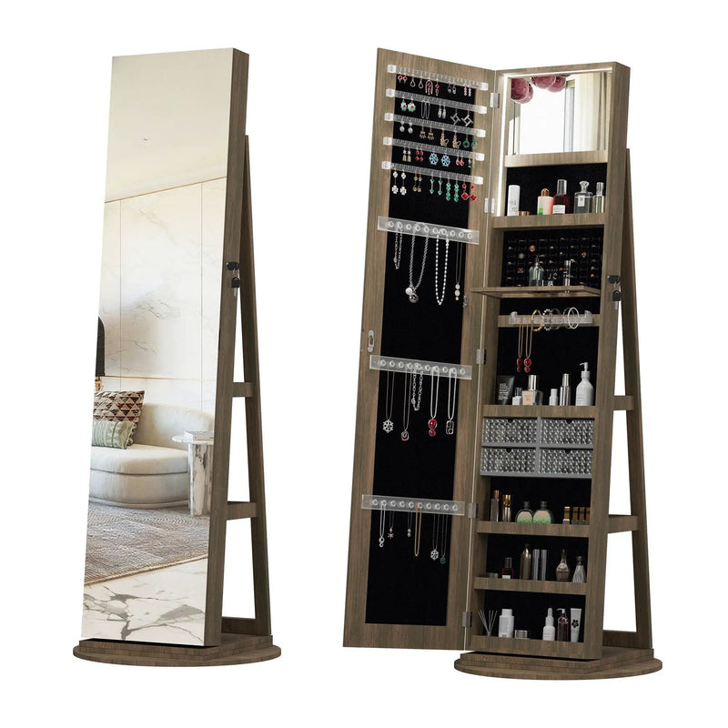 Swivel Jewelry Cabinet With Full Length Mirror by HouseOfZazla