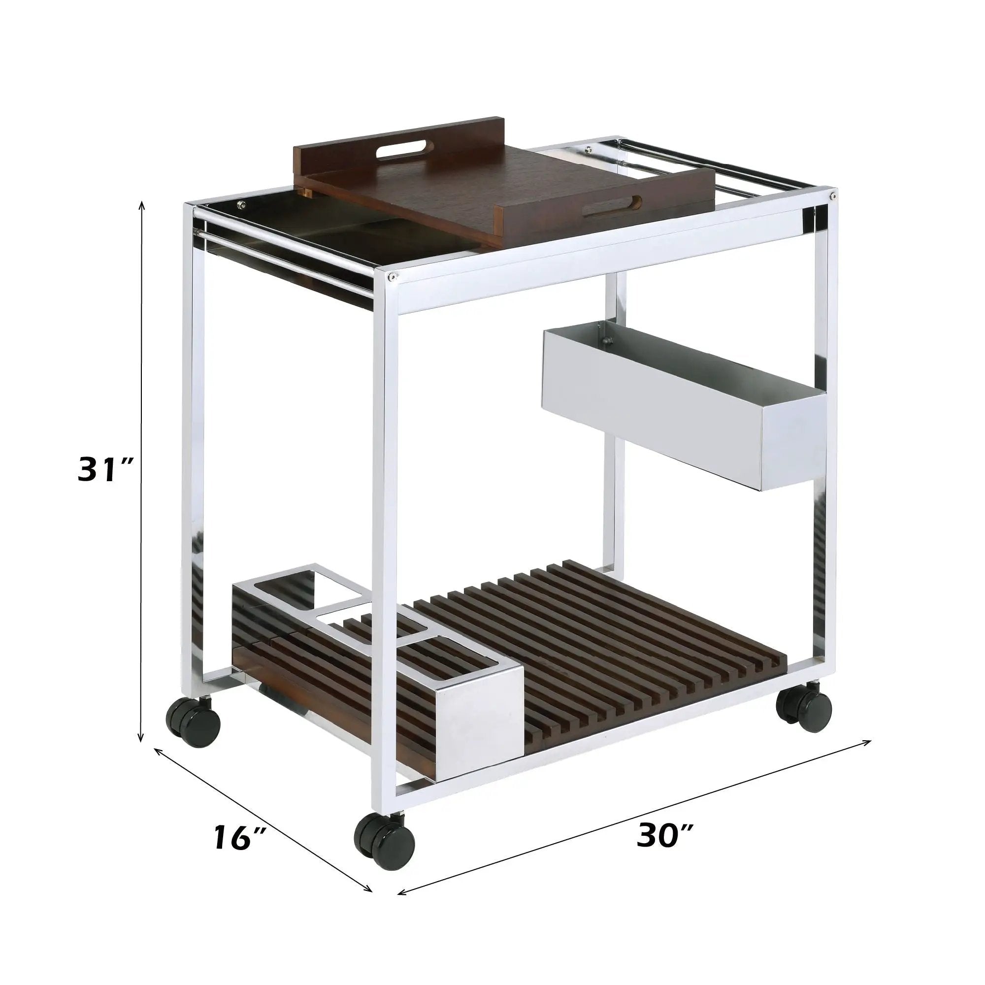 Lisses - Serving Cart - Chrome / Walnut by HouseOfZazla