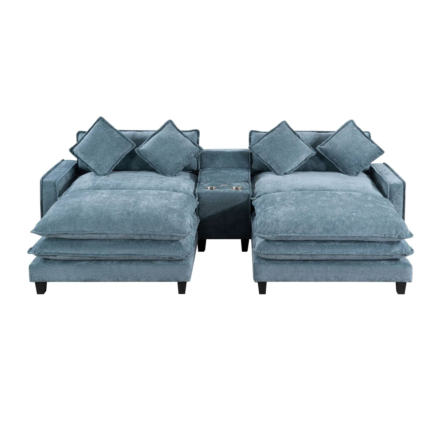 Modern Sectional Sofa With Removable Ottomans, USB Ports by HouseOfZazla