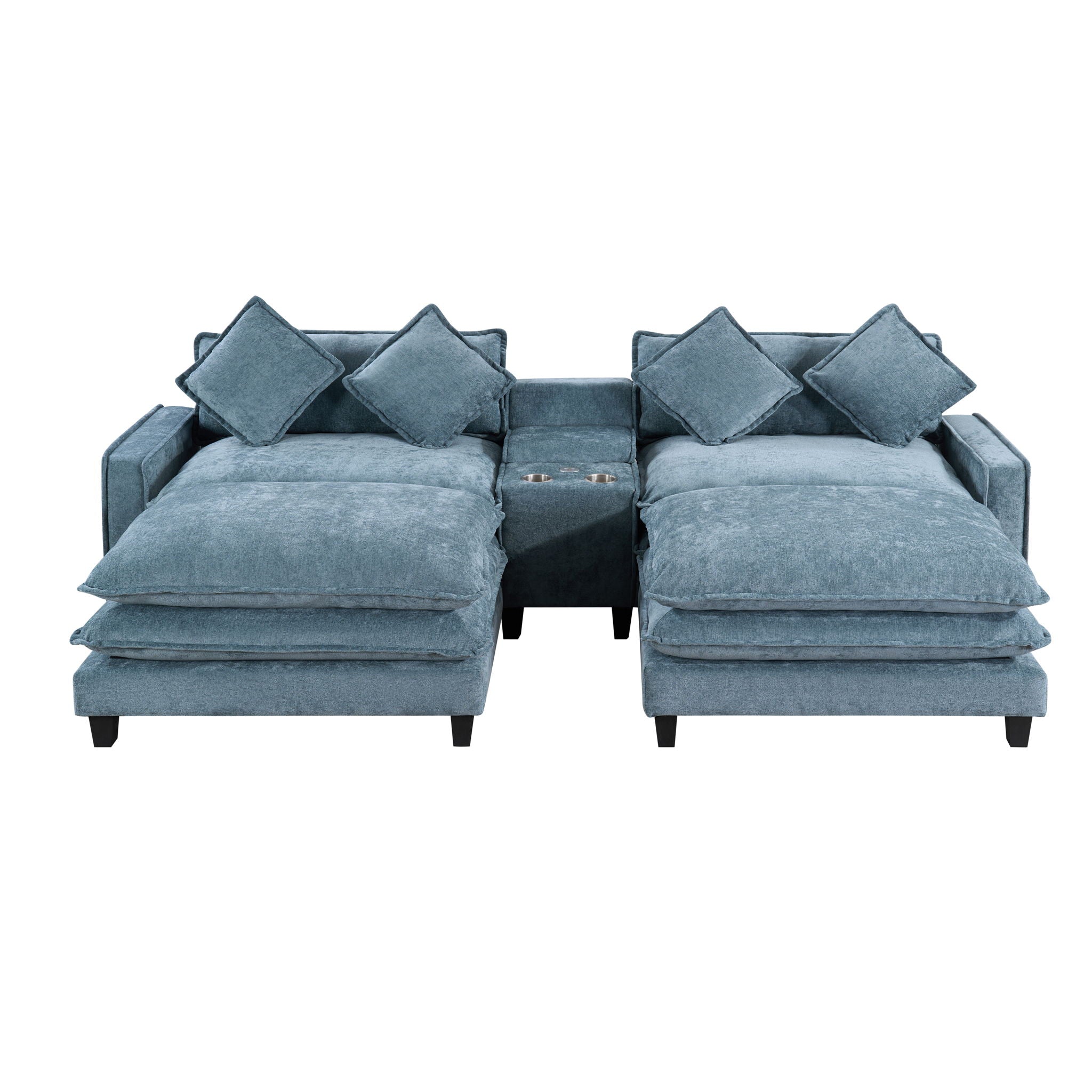 Modern Sectional Sofa With Removable Ottomans, USB Ports by HouseOfZazla