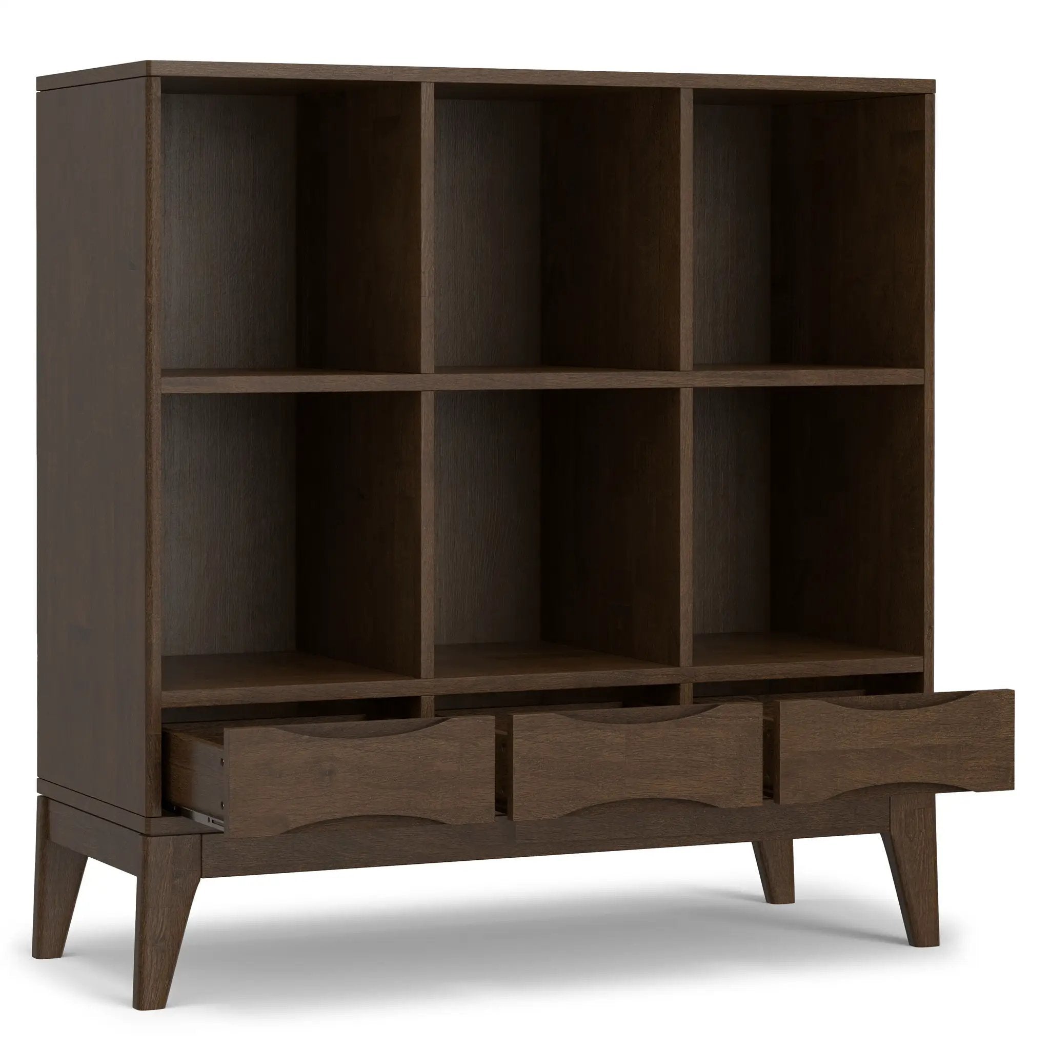 Harper - Low 6 Cube Storage With Drawers - Walnut Brown by Unique Piece Furniture
