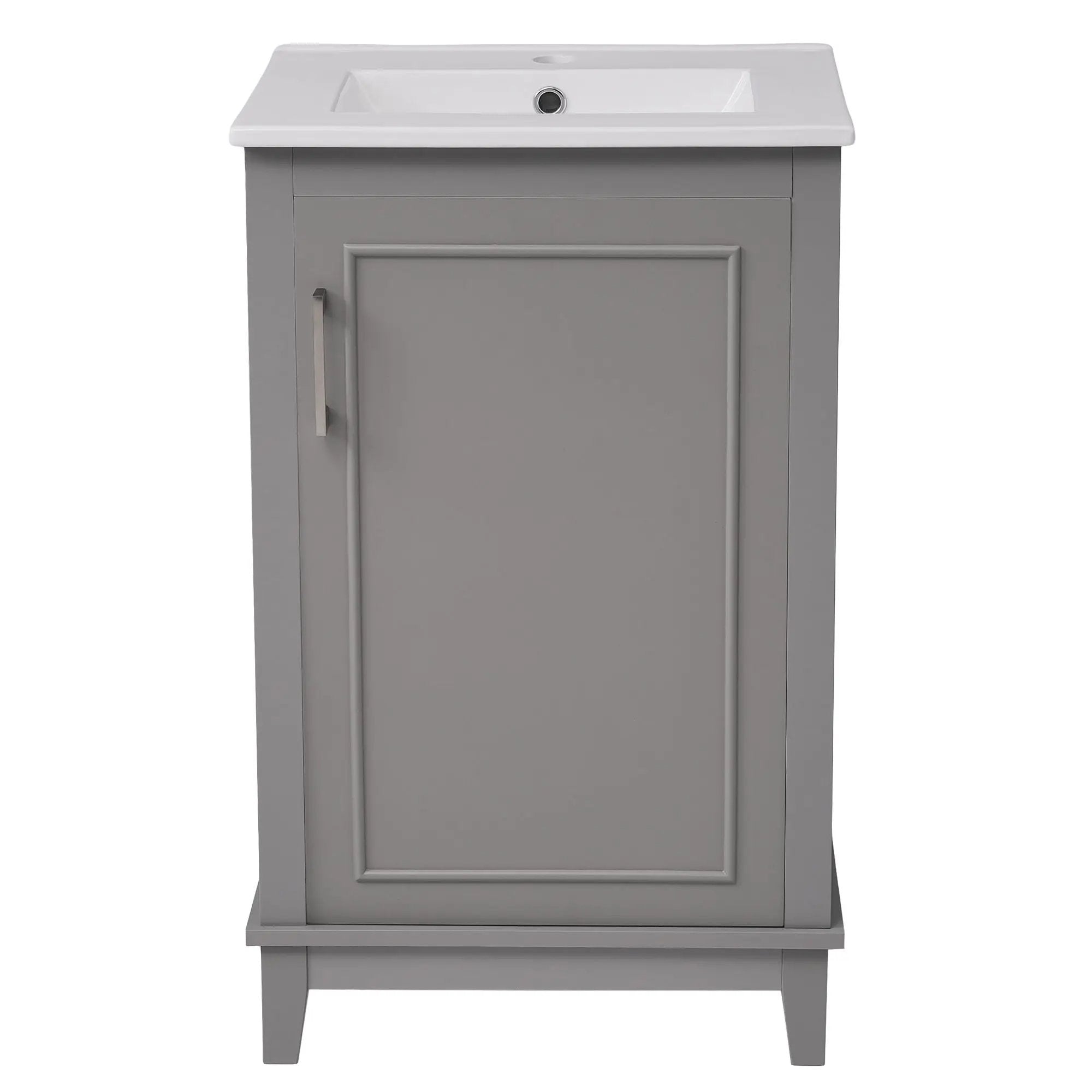 Modern Small Bathroom Vanity Cabinet With Ceramic Basin, Ample Storage, 1 Soft Close Door by Unique Piece Furniture