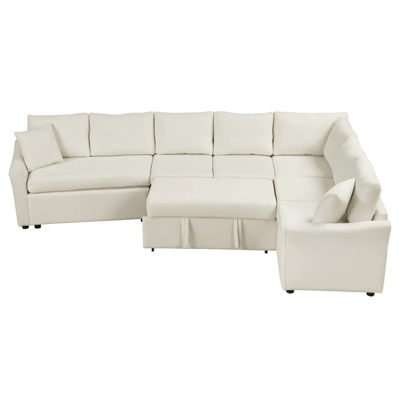 L-Shaped Sofa Convertible Sofa Bed Pull Out Sofa Sleeper With Two Back Pillows, Two USB Ports And Two Power Sockets For Living Room by HouseOfZazla
