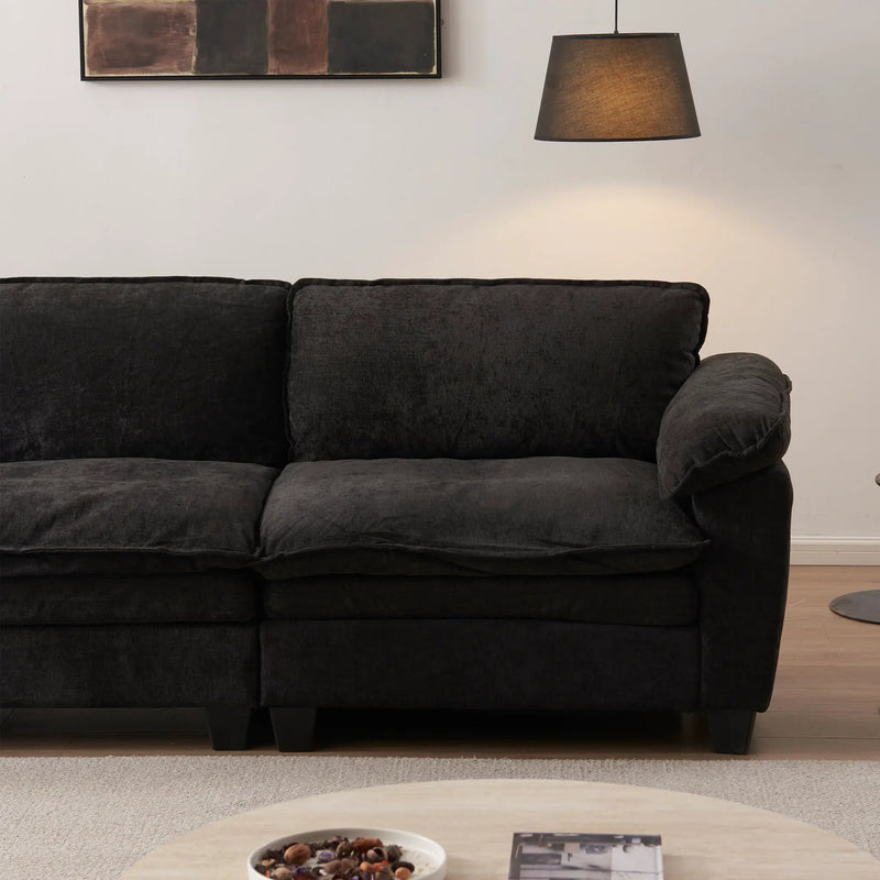 Luxury Couch with Ottoman in Soft Chenille by HouseOfZazla