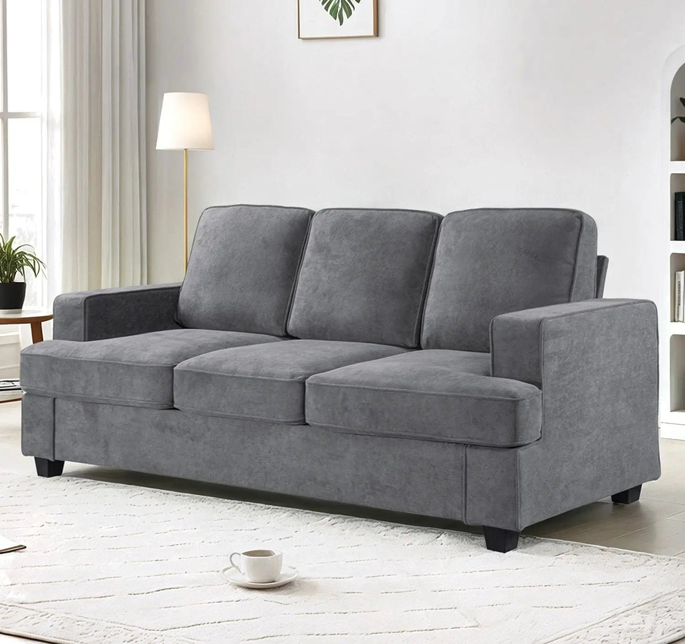 Modern Sofa, Comfortable 3 Seater Couch With Deep Seating, Loose Back Cushions, Wide Arms by Unique Piece Furniture