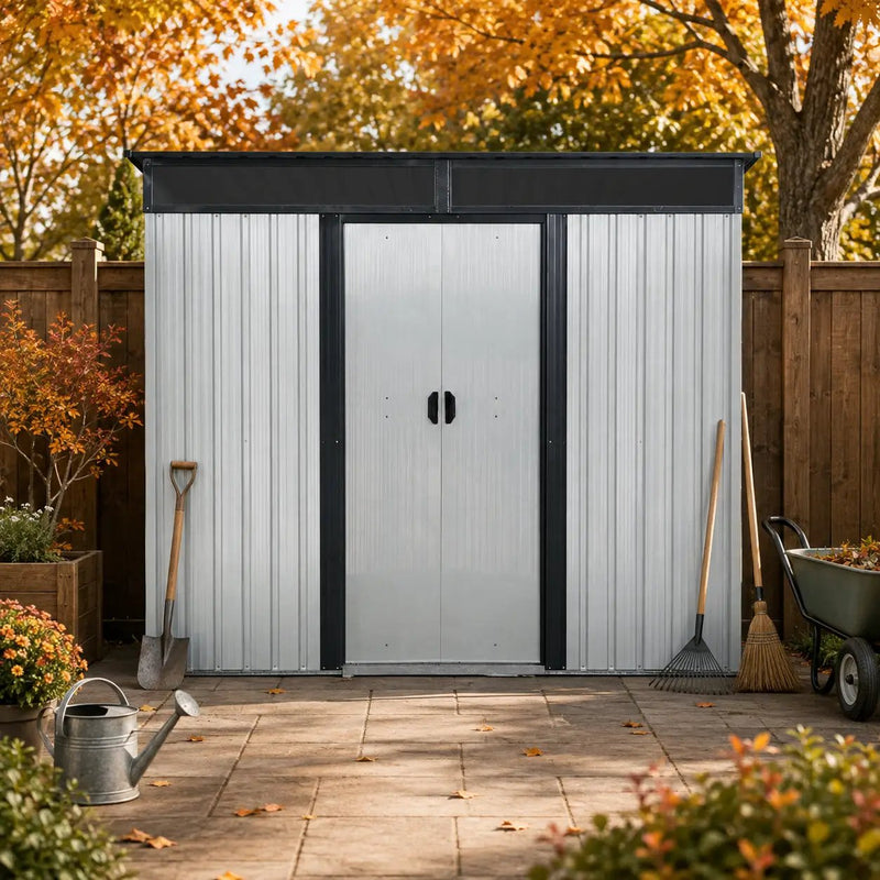 8 ft x 6 ft Outdoor Metal Storage Shed with Window by HouseOfZazla