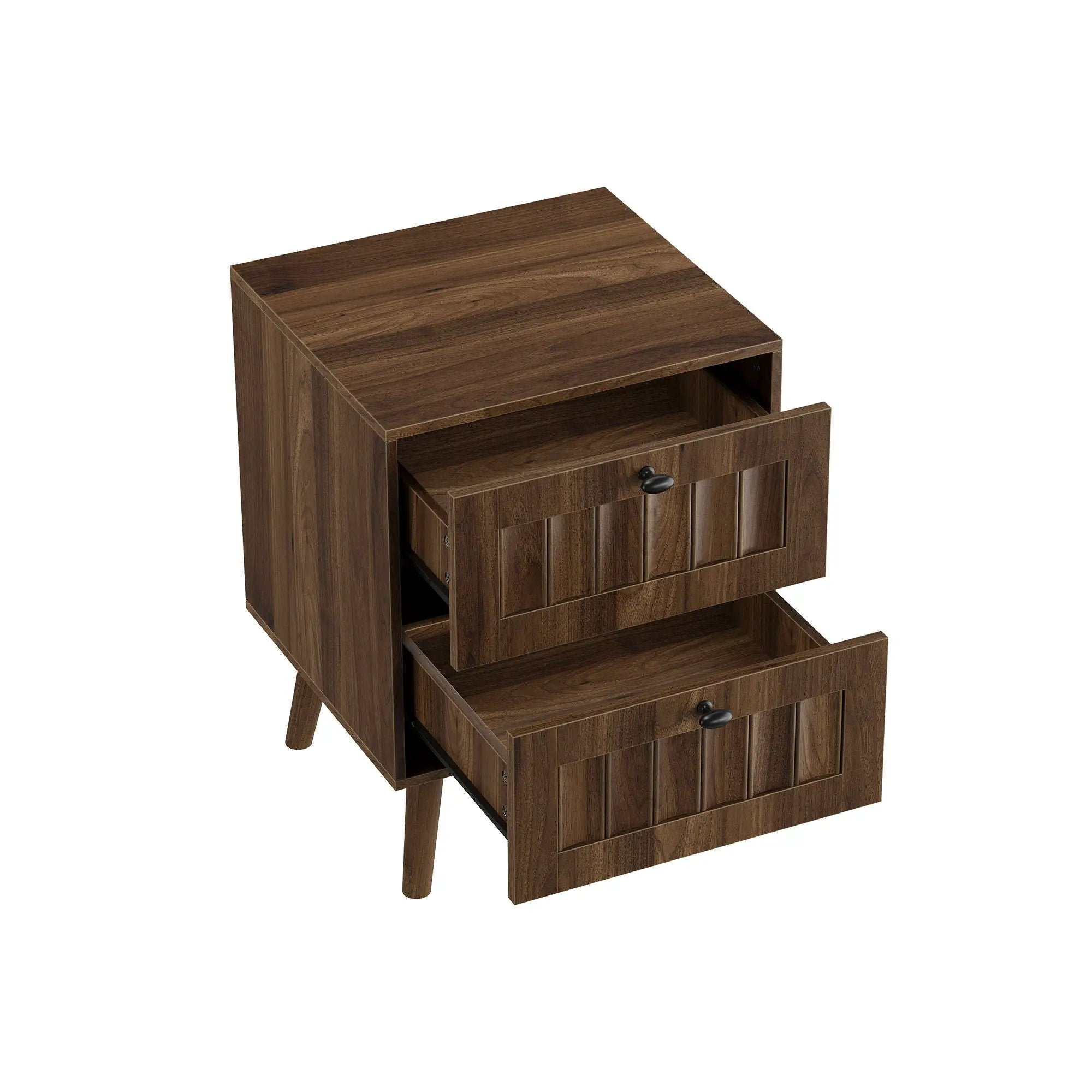 Double Drawer Bedside Table (Set of 2) - Walnut by Unique Piece Furniture