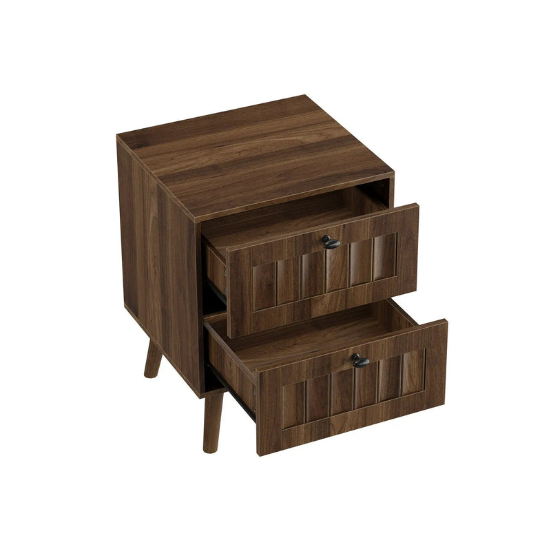 Double Drawer Bedside Table (Set of 2) - Walnut by Unique Piece Furniture