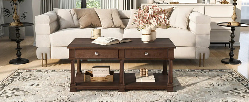 VIBE HAUS Farmhouse Wooden Coffee Table, photo 7 of 10