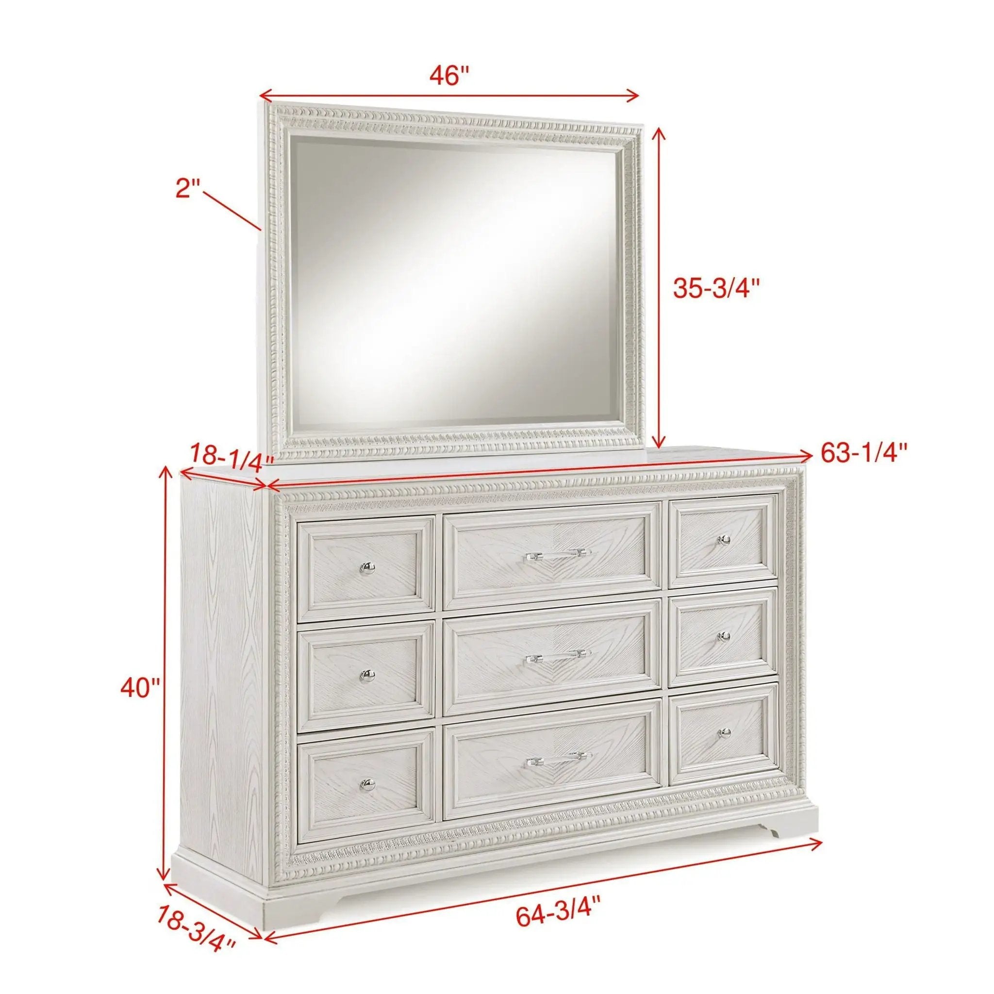 6 Drawer Storage Dresser Antique Wooden Bedroom Furniture - Antique White by Unique Piece Furniture