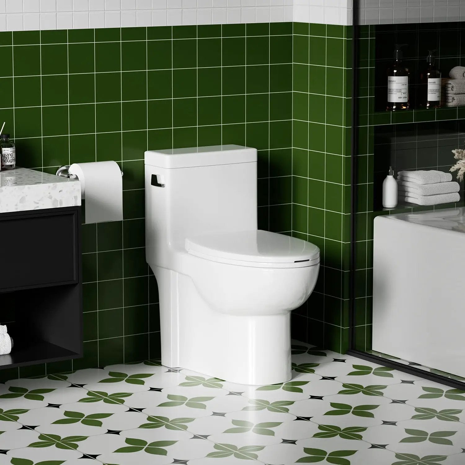 Gloss Tornado Flush 1 Piece Elongated Toilet With Siphonic Side Press, ADA Comfort Chair Height - Gloss White by HouseOfZazla