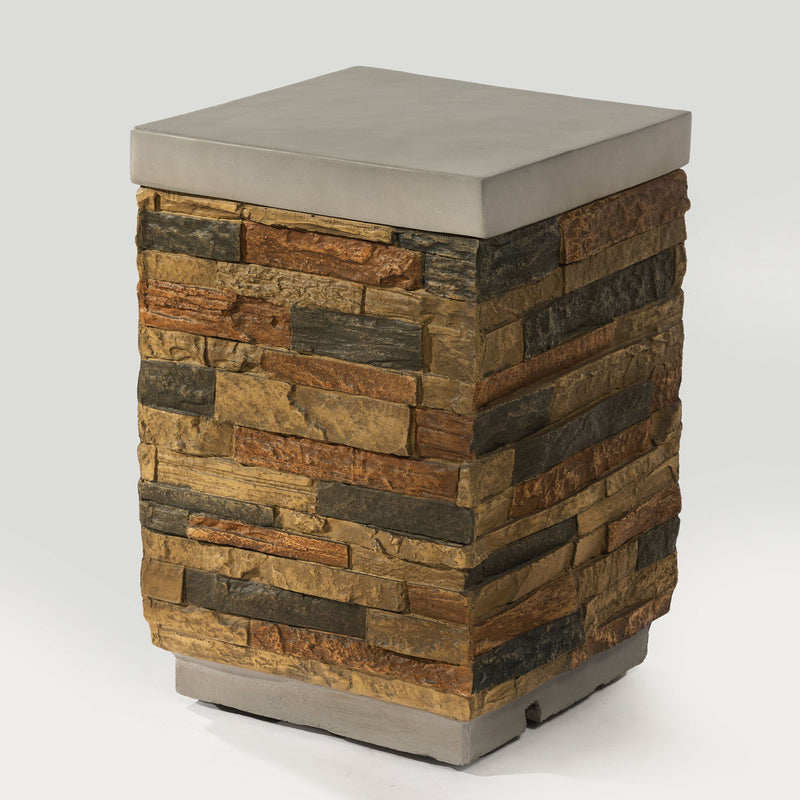 Outdoor Propane Tank Holder Fire Pit Cover Side Table - Sandstone by HouseOfZazla