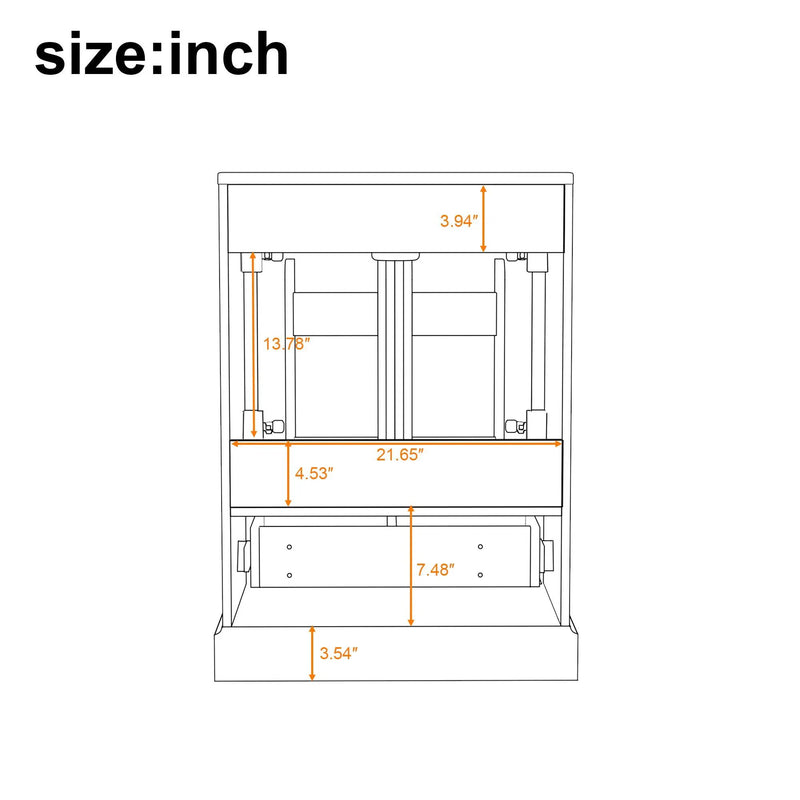 Bathroom Vanity With Sink, 1 Divided Drawer And 2 Soft Close Doors With Double Shelf by Unique Piece Furniture