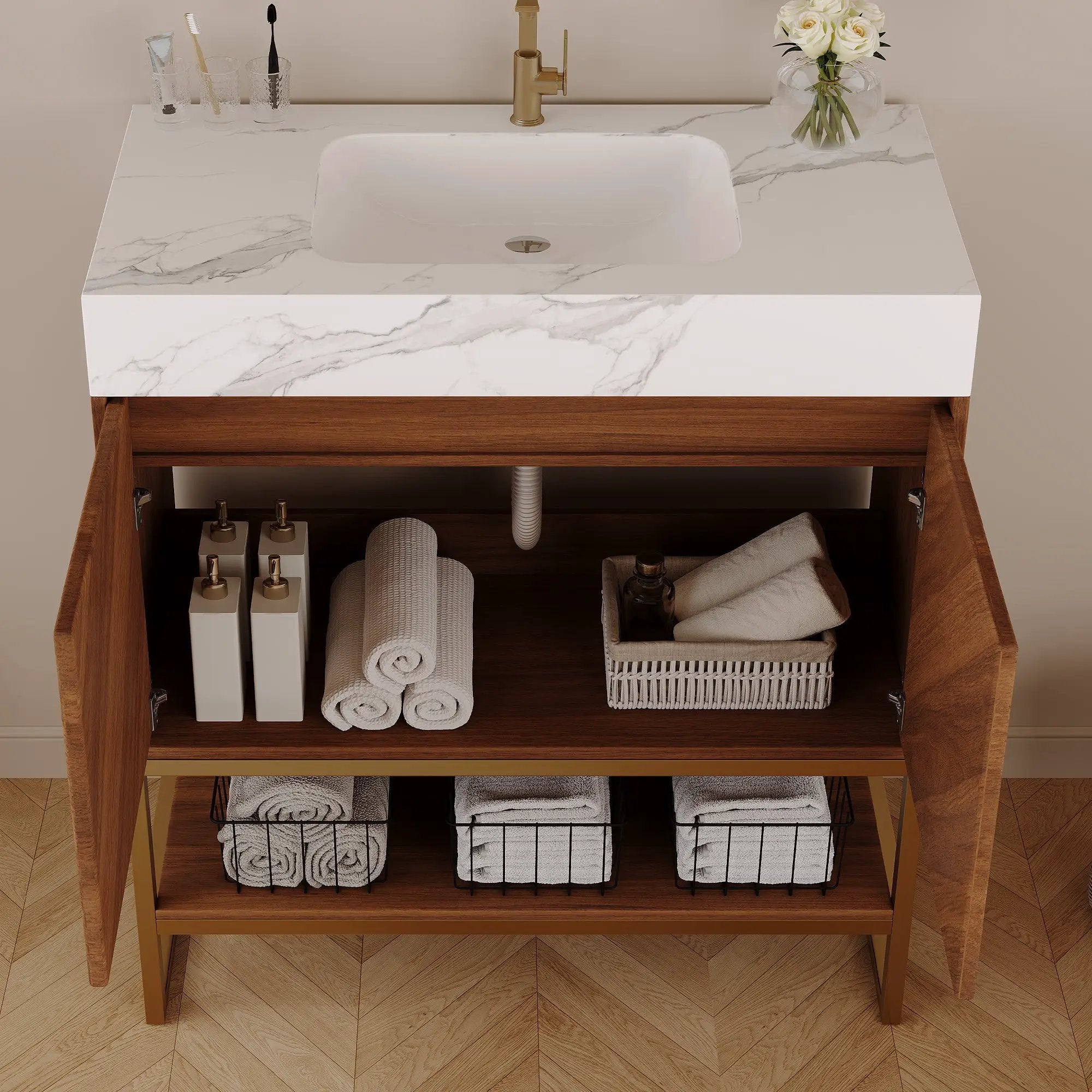 29.9" Modern Free-standing Bathroom Vanity with Ceramic Sink by HouseOfZazla