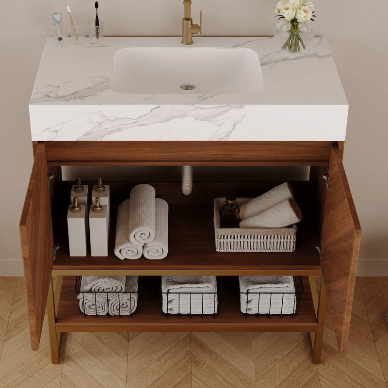 29.9" Modern Free-standing Bathroom Vanity with Ceramic Sink by HouseOfZazla
