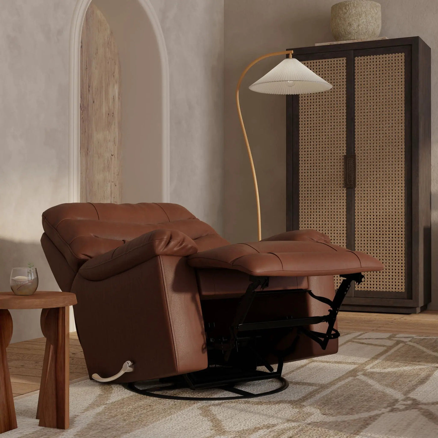 Oslo Antelope - Swivel Glider Recliner With Manual Footrest by Unique Piece Furniture
