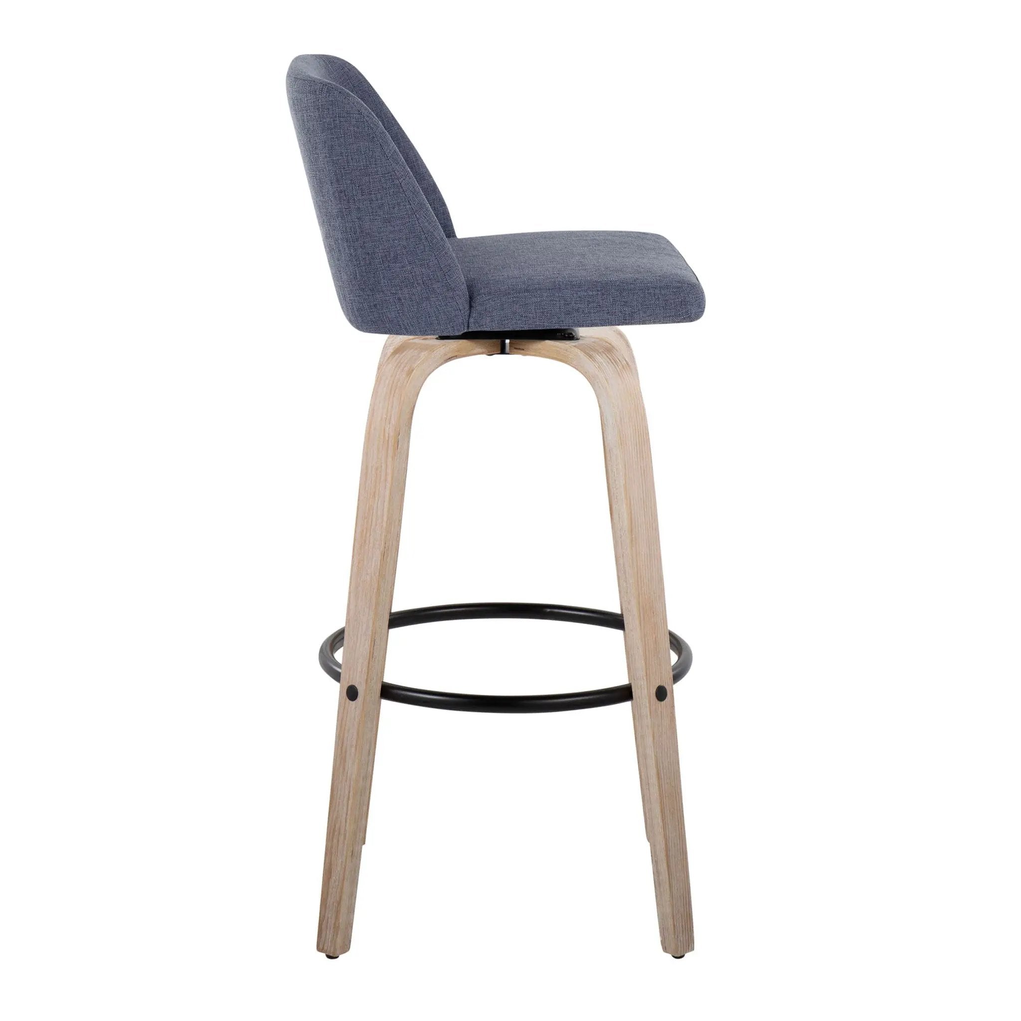 Toriano - Mid-Century Modern Fixed Height BarStool With Round Footrest (Set of 2) by HouseOfZazla