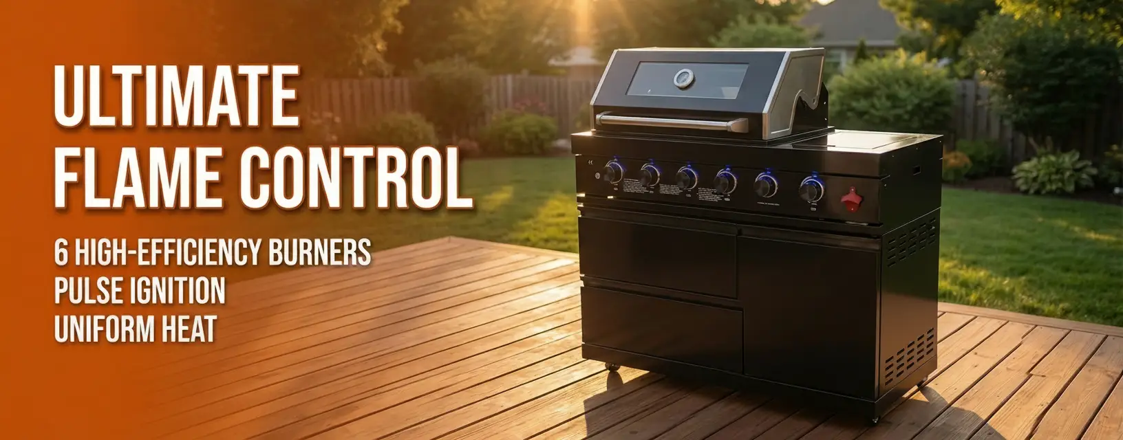 46" Four Burners Black Outdoor Kitchen Islands Grill + Side Burner by Chery Industrial