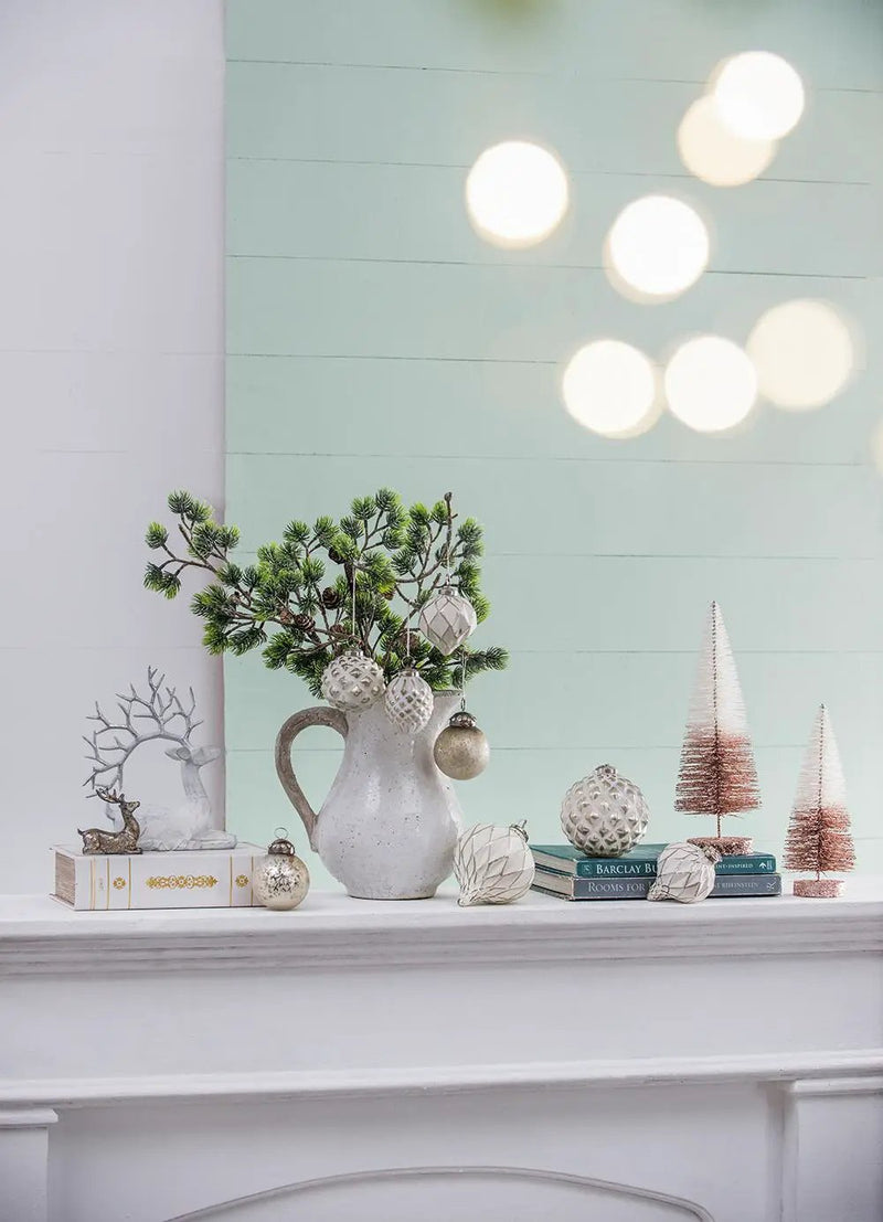 Christmas Ball Ornaments, Glass Decorative Hanging Ball Christmas Tree Ornaments, For Holiday Party Decorations (Set of 6) - White by Unique Piece Furniture