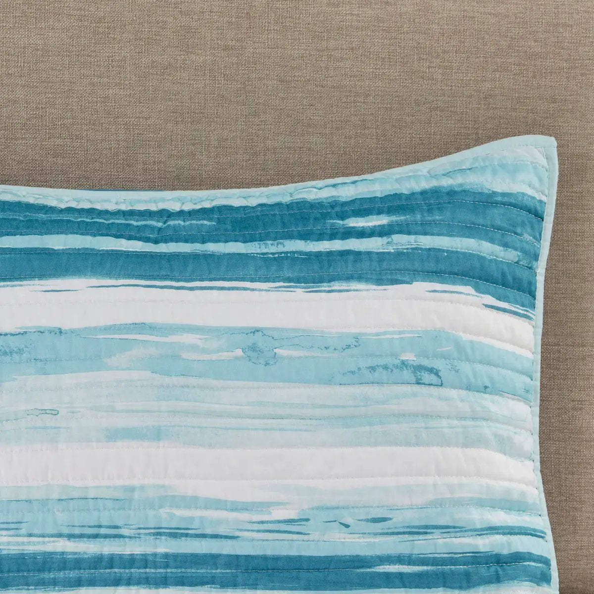 6 Piece Printed Quilt Set with Throw Pillows Aqua Full/Queen by HouseOfZazla