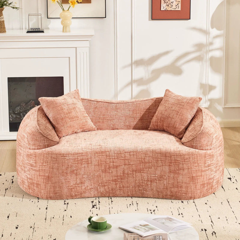 Curved 2 Person Compress Sofa With Armrests, Includes Pillows by Unique Piece Furniture